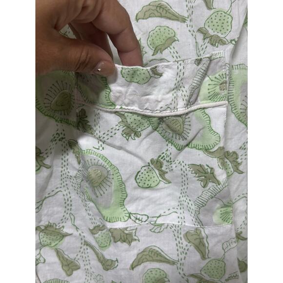 India Amory Floral Cotton Pajama Set Long Sleeve Button LRG 2 Piece Boho Coastal - Picture 3 of 11